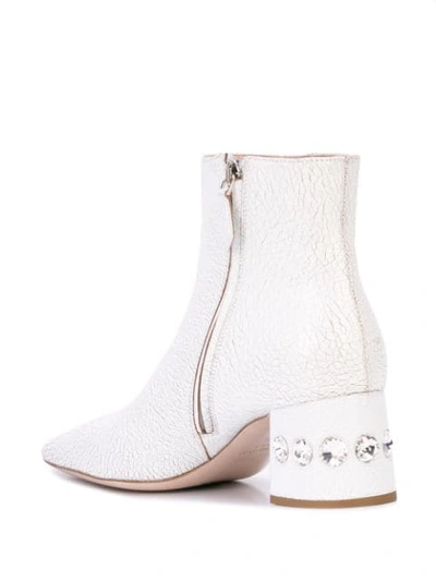 Shop Miu Miu Cracked-effect Ankle Boots In F0009 Bianco/white