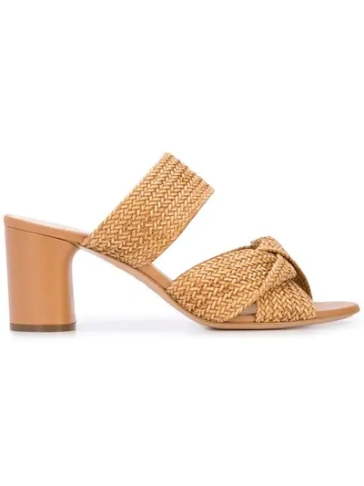 Shop Casadei Braided Strap Mules In Brown