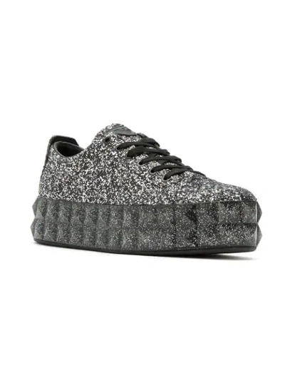 Shop Emporio Armani Glitter Platform Sneakers In Black