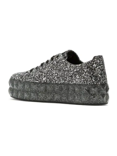 Shop Emporio Armani Glitter Platform Sneakers In Black