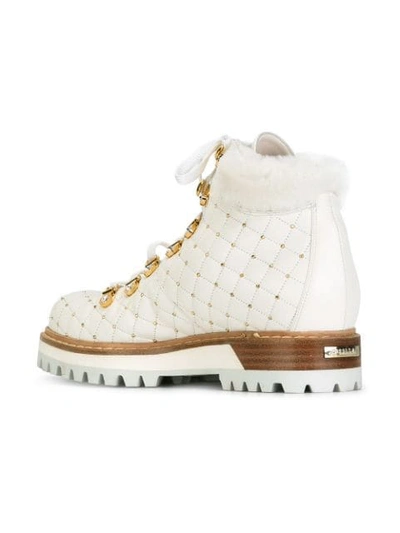 Shop Le Silla Studded Hiking Boots In White
