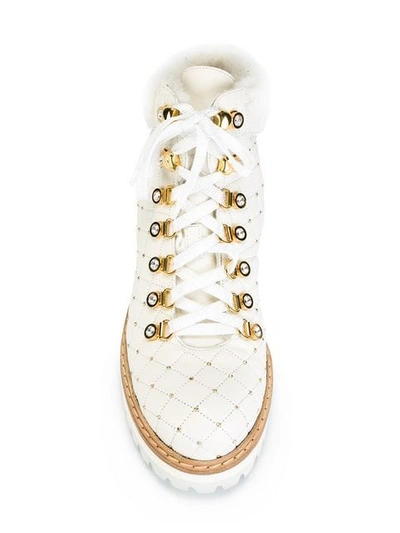 Shop Le Silla Studded Hiking Boots In White