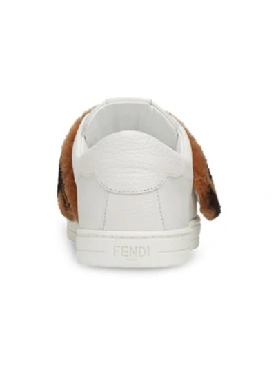 Shop Fendi Ff Motif Fur Panel Sneakers In White