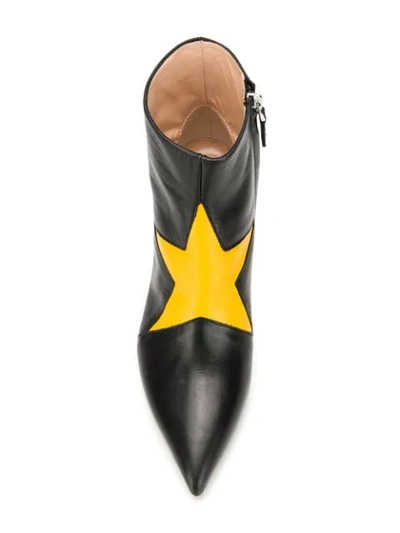 Shop Msgm Ankle Boots With Star Patch In Black