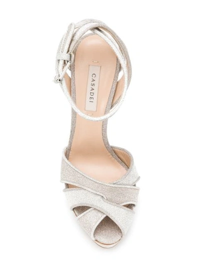 Shop Casadei Flora Glitter Sandals In Af6 Selene Platino
