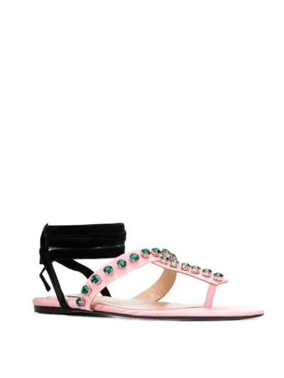 Shop Attico Embellished Strap Sandals In Pink