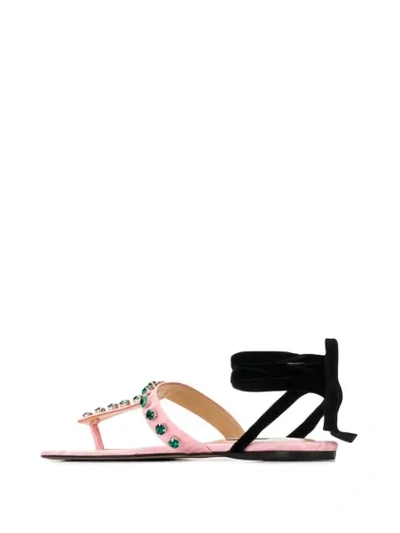Shop Attico Embellished Strap Sandals In Pink