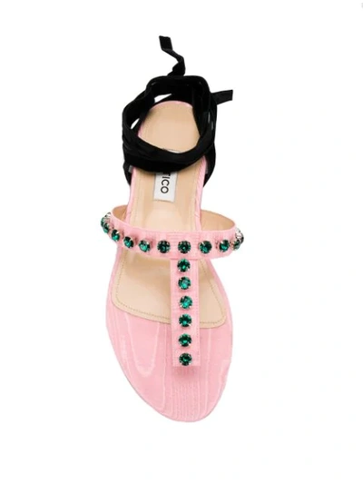 Shop Attico Embellished Strap Sandals In Pink