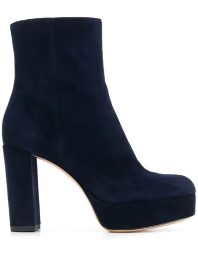 Shop Gianvito Rossi Chunky Heel Boots In Denim