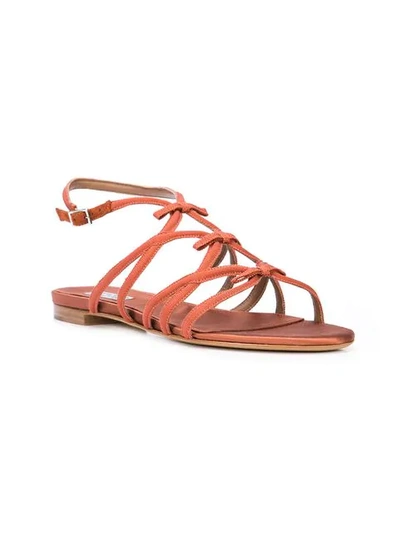 Shop Tabitha Simmons Strappy Flat Sandals In Red