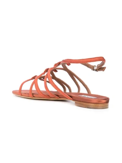 Shop Tabitha Simmons Strappy Flat Sandals In Red