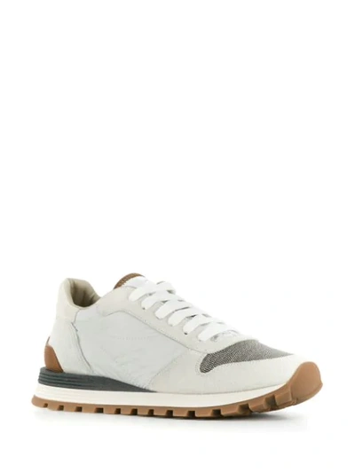 Shop Brunello Cucinelli Bead-embellished Sneakers In White