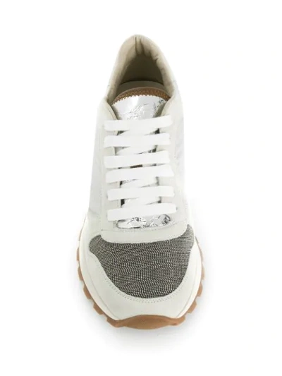 BRUNELLO CUCINELLI BEAD-EMBELLISHED SNEAKERS - 白色