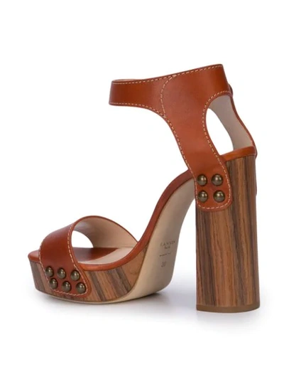 Shop Lanvin Stud Detail Sandals In Brown