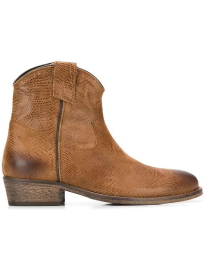 Shop Via Roma 15 Patterned Ankle Boots In Brown