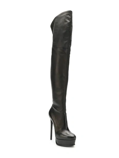 Shop Casadei Stiletto Thigh Length Boots In Black