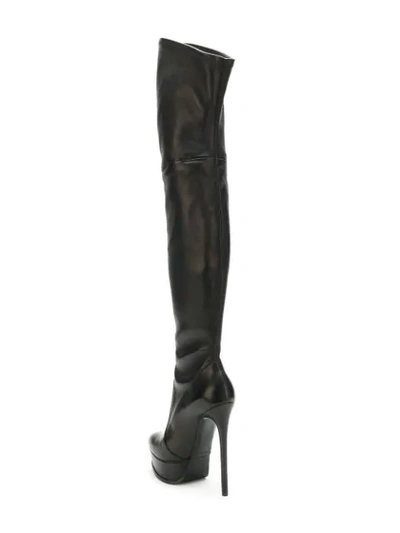 Shop Casadei Stiletto Thigh Length Boots In Black