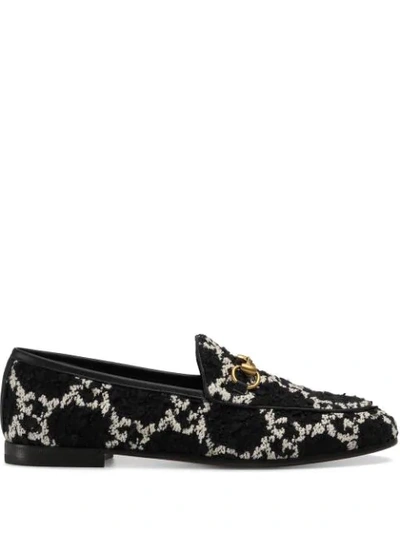 Shop Gucci Jordaan Tweed Loafers In Black