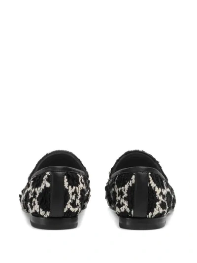 Shop Gucci Jordaan Tweed Loafers In Black