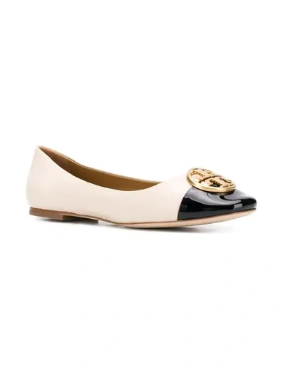 Shop Tory Burch Chelsea Cap-toe Ballerinas In Neutrals