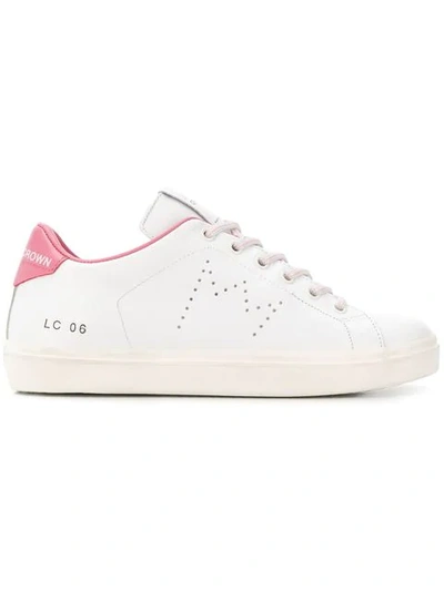 Shop Leather Crown Lace-up Sneakers In White
