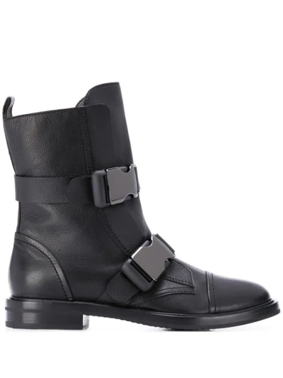 Shop Casadei Buckle Strap Boots In Black