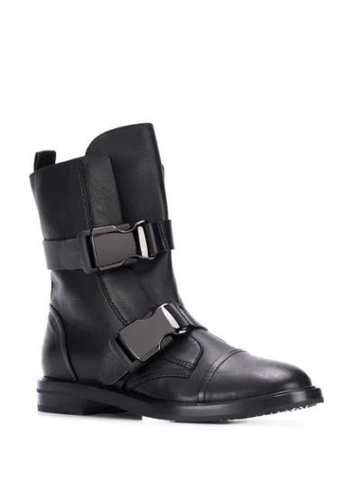 Shop Casadei Buckle Strap Boots In Black