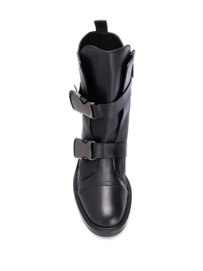 Shop Casadei Buckle Strap Boots In Black