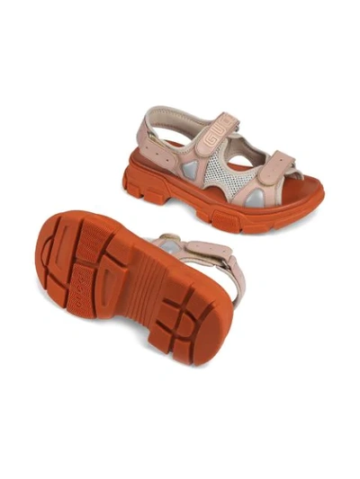 Shop Gucci Leather And Mesh Sandal In Pink