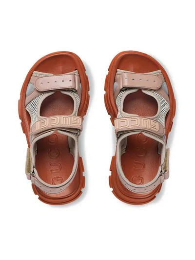 Shop Gucci Leather And Mesh Sandal In Pink