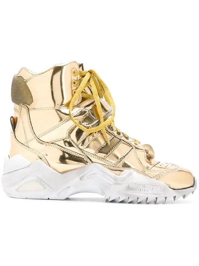 Shop Maison Margiela High-top Retro Fit Sneakers In Gold