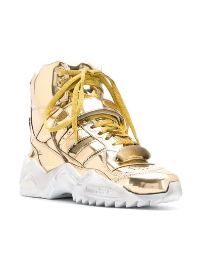 Shop Maison Margiela High-top Retro Fit Sneakers In Gold