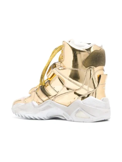 Shop Maison Margiela High-top Retro Fit Sneakers In Gold