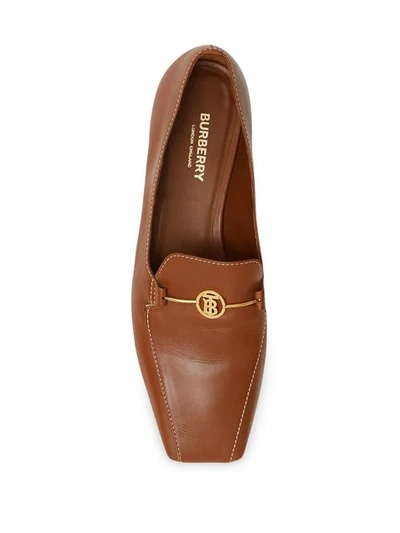 Shop Burberry Monogram Motif Leather Loafers In Brown