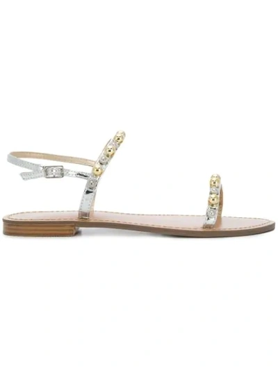 Shop Versace Jeans Beaded Sandals In Metallic