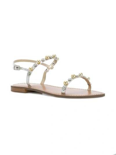 Shop Versace Jeans Beaded Sandals In Metallic