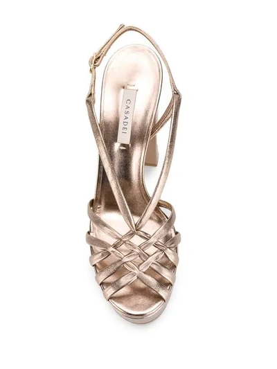 Shop Casadei Platform Sandals In Gold