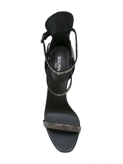 Shop Balmain Crystal Embellished Sandals In Black