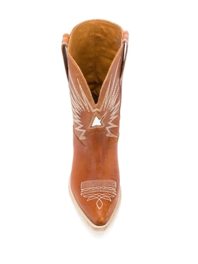 Shop Golden Goose Wish Star Cowboy Boots In Brown