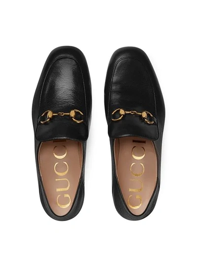 Shop Gucci Horsebit Leather Loafers With Crystals In Black