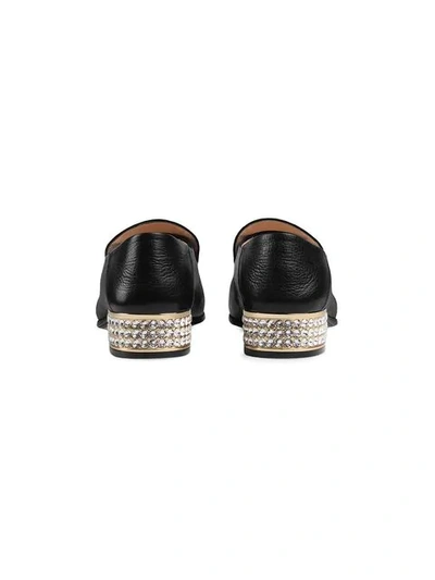Shop Gucci Horsebit Leather Loafers With Crystals In Black