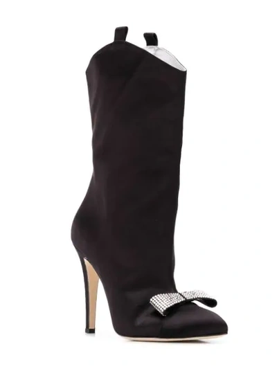 Shop Alessandra Rich Embellished Bow Boots In Black