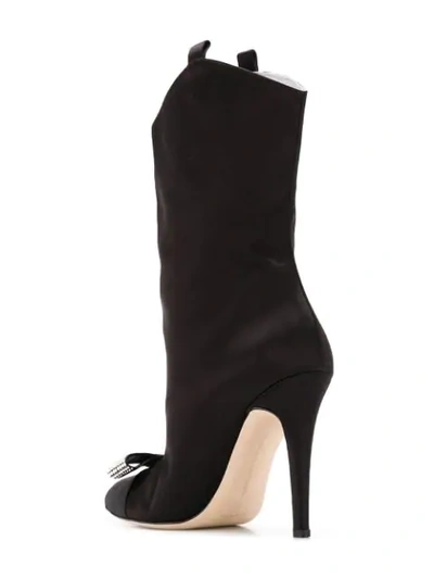 Shop Alessandra Rich Embellished Bow Boots In Black