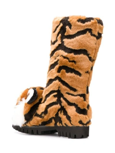 Shop Dolce & Gabbana Tiger Surface Boots In Neutrals