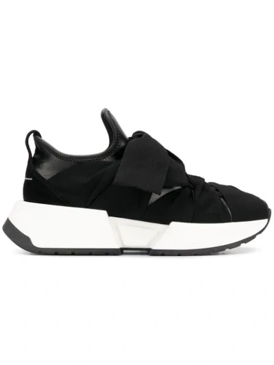 Shop Mm6 Maison Margiela Bow-ribbon Chunky Sneakers In Black