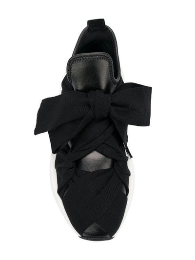 Shop Mm6 Maison Margiela Bow-ribbon Chunky Sneakers In Black