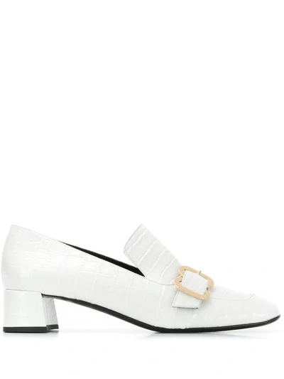 Shop Erdem Buckled Loafers In White