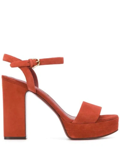 Shop Ferragamo Strappy Platform Sandals In Red