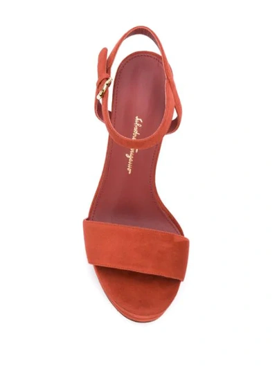 Shop Ferragamo Strappy Platform Sandals In Red