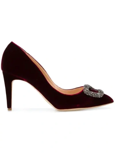 Shop Rupert Sanderson Embellished Pumps In Red